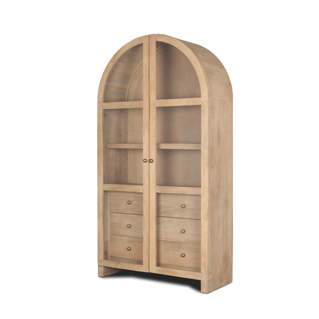 Suri Light Brown Wood W/Glass Doors Arched Curio Cabinet from Mercana - Luna Furniture