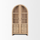 Suri Light Brown Wood W/Glass Doors Arched Curio Cabinet from Mercana - Luna Furniture