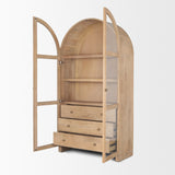 Suri Light Brown Wood W/Glass Doors Arched Curio Cabinet from Mercana - Luna Furniture
