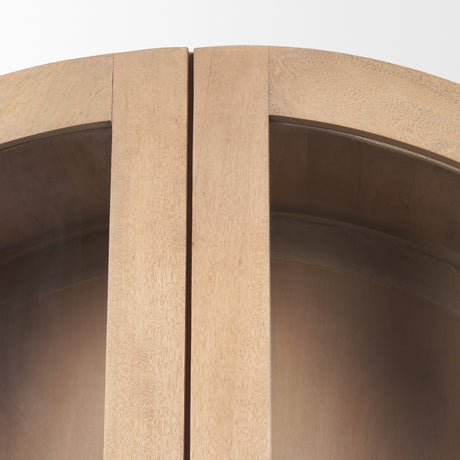 Suri Light Brown Wood W/Glass Doors Arched Curio Cabinet from Mercana - Luna Furniture