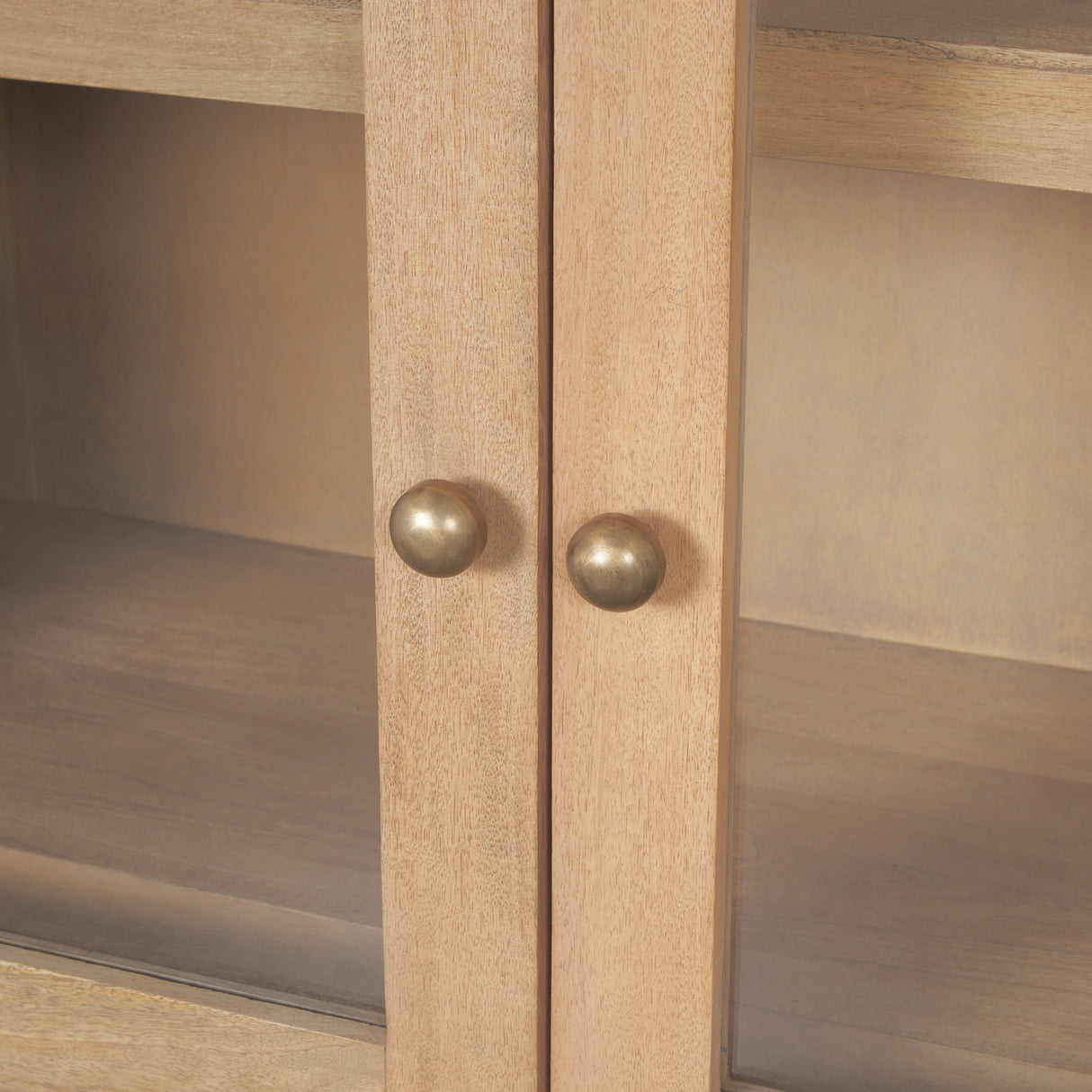Suri Light Brown Wood W/Glass Doors Arched Curio Cabinet from Mercana - Luna Furniture