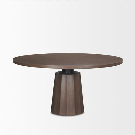 Swanson 60" Dark Brown Wood Round Pedestal Dining Table from Mercana - Luna Furniture