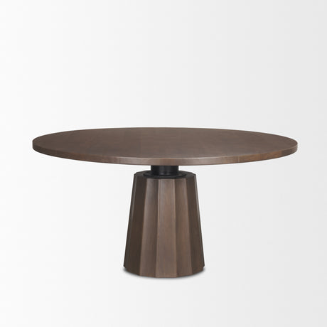 Swanson 60" Dark Brown Wood Round Pedestal Dining Table from Mercana - Luna Furniture