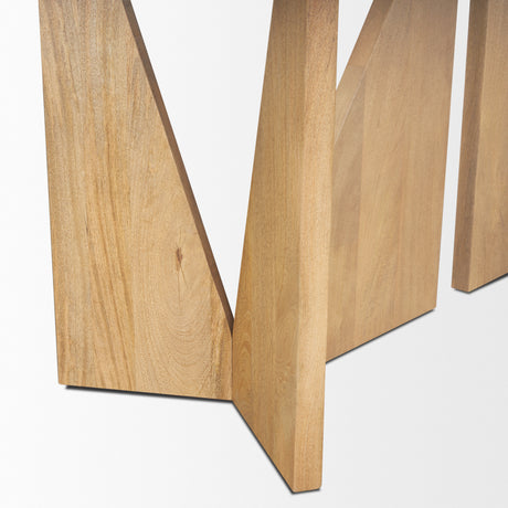 Tarro 84" Rectangular Light Brown Wood w/ Geometrical Base Dining Table from Mercana - Luna Furniture