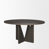 Tarro 60" Round Textured Espresso Wood w/ Geometrical Base Dining Table from Mercana - Luna Furniture