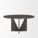 Tarro 60" Round Textured Espresso Wood w/ Geometrical Base Dining Table from Mercana - Luna Furniture