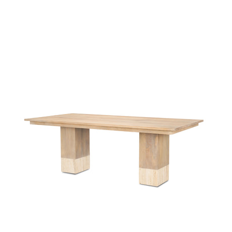 Shivon 84" Rectangular Light Brown Mango Wood W/ Travertine Dining Table from Mercana - Luna Furniture