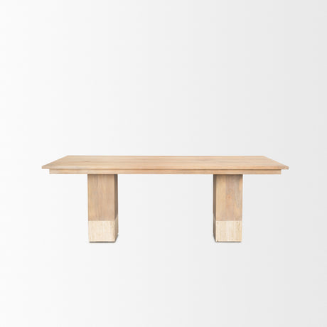 Shivon 84" Rectangular Light Brown Mango Wood W/ Travertine Dining Table from Mercana - Luna Furniture