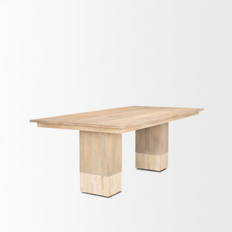 Shivon 84" Rectangular Light Brown Mango Wood W/ Travertine Dining Table from Mercana - Luna Furniture