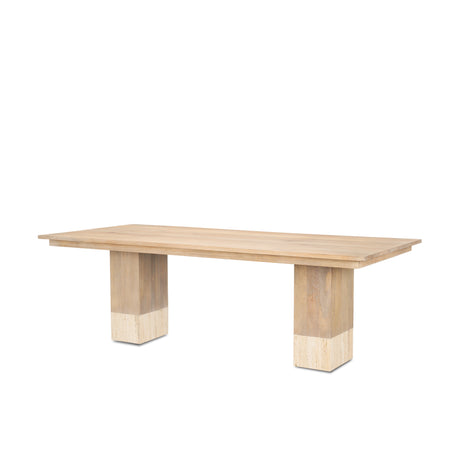 Shivon 94" Light Brown Mango Wood W/ Travertine Dining Table from Mercana - Luna Furniture