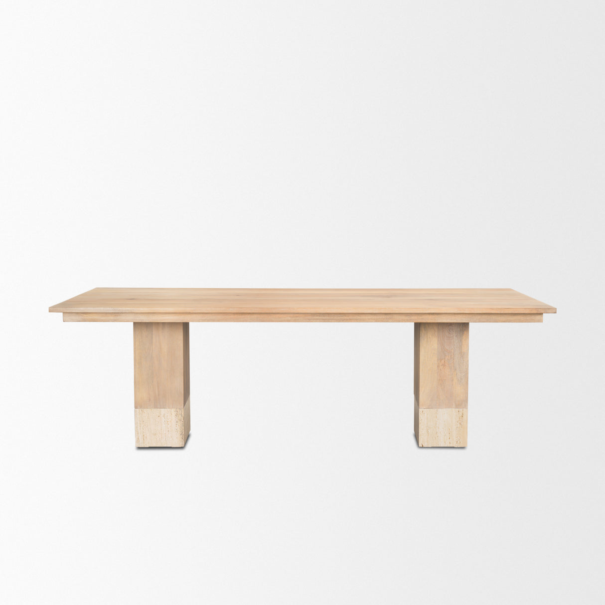 Shivon 94" Light Brown Mango Wood W/ Travertine Dining Table from Mercana - Luna Furniture