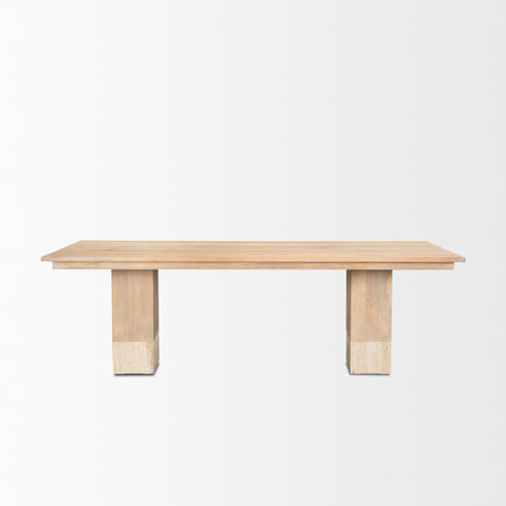 Shivon 94" Light Brown Mango Wood W/ Travertine Dining Table from Mercana - Luna Furniture