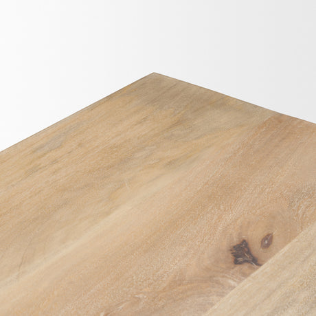 Shivon 94" Light Brown Mango Wood W/ Travertine Dining Table from Mercana - Luna Furniture