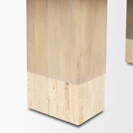 Shivon 94" Light Brown Mango Wood W/ Travertine Dining Table from Mercana - Luna Furniture