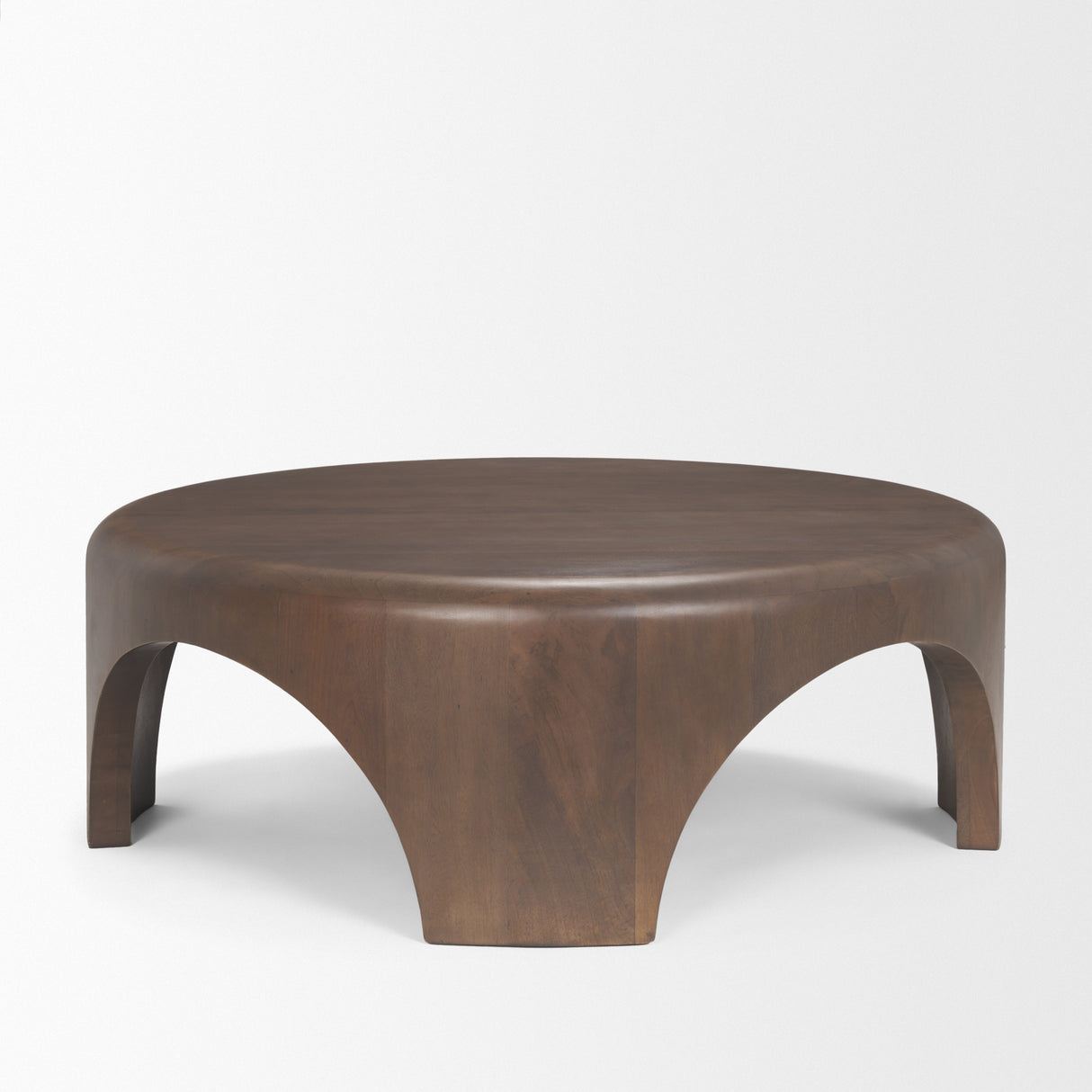 Shima Round Dark Brown Wood W/Arched Legs Coffee Table from Mercana - Luna Furniture