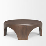 Shima Round Dark Brown Wood W/Arched Legs Coffee Table from Mercana - Luna Furniture