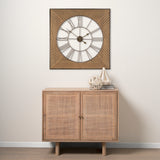 Rondell Light Brown Wood W/ Gold Metal Wall Clock from Mercana - Luna Furniture