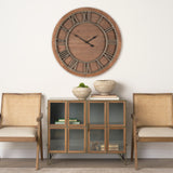 Raul Medium Brown Wood W/ Silver Metal Wall Clock from Mercana - Luna Furniture