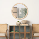 Roan Light Brown Wood Beaded Wall Mirror from Mercana - Luna Furniture