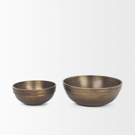 Tomiko Decorative Brass Finished Cast Aluminum Round Bowls from Mercana - Luna Furniture