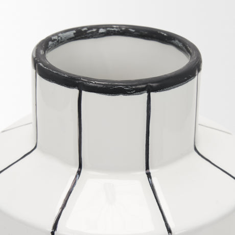 Dinah Small White w/ Black Stripes Ceramic Vase from Mercana - Luna Furniture