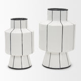 Dinah Small White w/ Black Stripes Ceramic Vase from Mercana - Luna Furniture