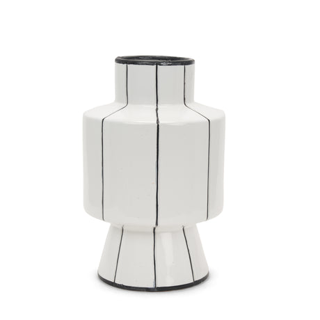 Dinah Large White w/ Black Stripes Ceramic Vase from Mercana - Luna Furniture