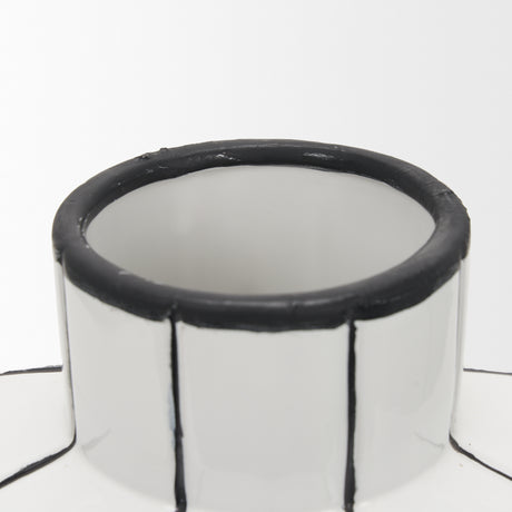 Dinah Large White w/ Black Stripes Ceramic Vase from Mercana - Luna Furniture