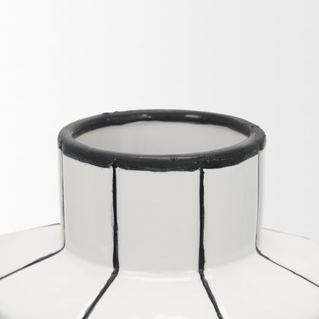Dinah Large White w/ Black Stripes Ceramic Vase from Mercana - Luna Furniture