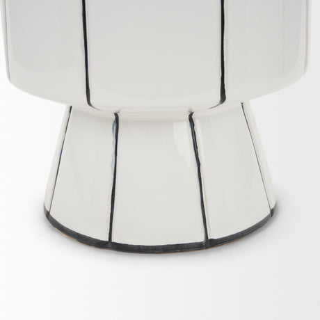 Dinah Large White w/ Black Stripes Ceramic Vase from Mercana - Luna Furniture