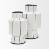 Dinah Large White w/ Black Stripes Ceramic Vase from Mercana - Luna Furniture