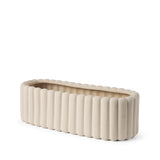 Mira Wide Textured Blush Beige Fluted Ceramic Vase from Mercana - Luna Furniture