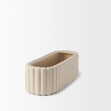 Mira Wide Textured Blush Beige Fluted Ceramic Vase from Mercana - Luna Furniture
