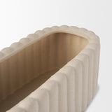 Mira Wide Textured Blush Beige Fluted Ceramic Vase from Mercana - Luna Furniture