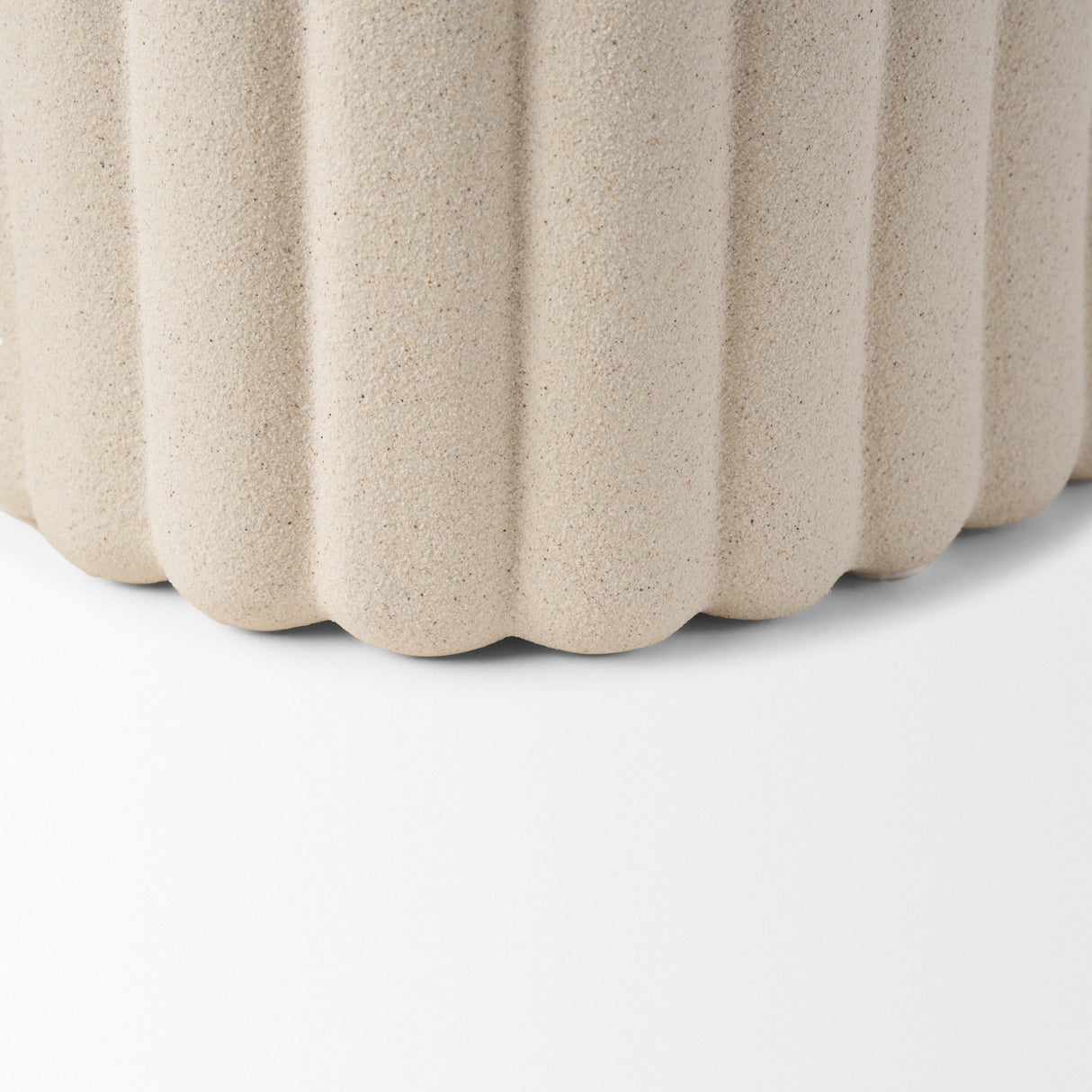 Mira Wide Textured Blush Beige Fluted Ceramic Vase from Mercana - Luna Furniture