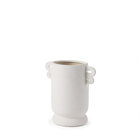 Dylan Small Textured Off White w/ Handles Ceramic Vase from Mercana - Luna Furniture