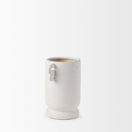 Dylan Small Textured Off White w/ Handles Ceramic Vase from Mercana - Luna Furniture