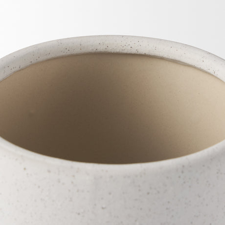 Dylan Small Textured Off White w/ Handles Ceramic Vase from Mercana - Luna Furniture