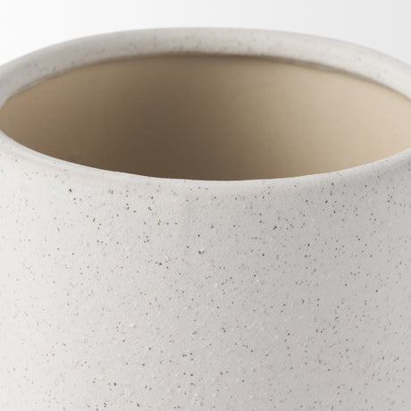 Dylan Small Textured Off White w/ Handles Ceramic Vase from Mercana - Luna Furniture