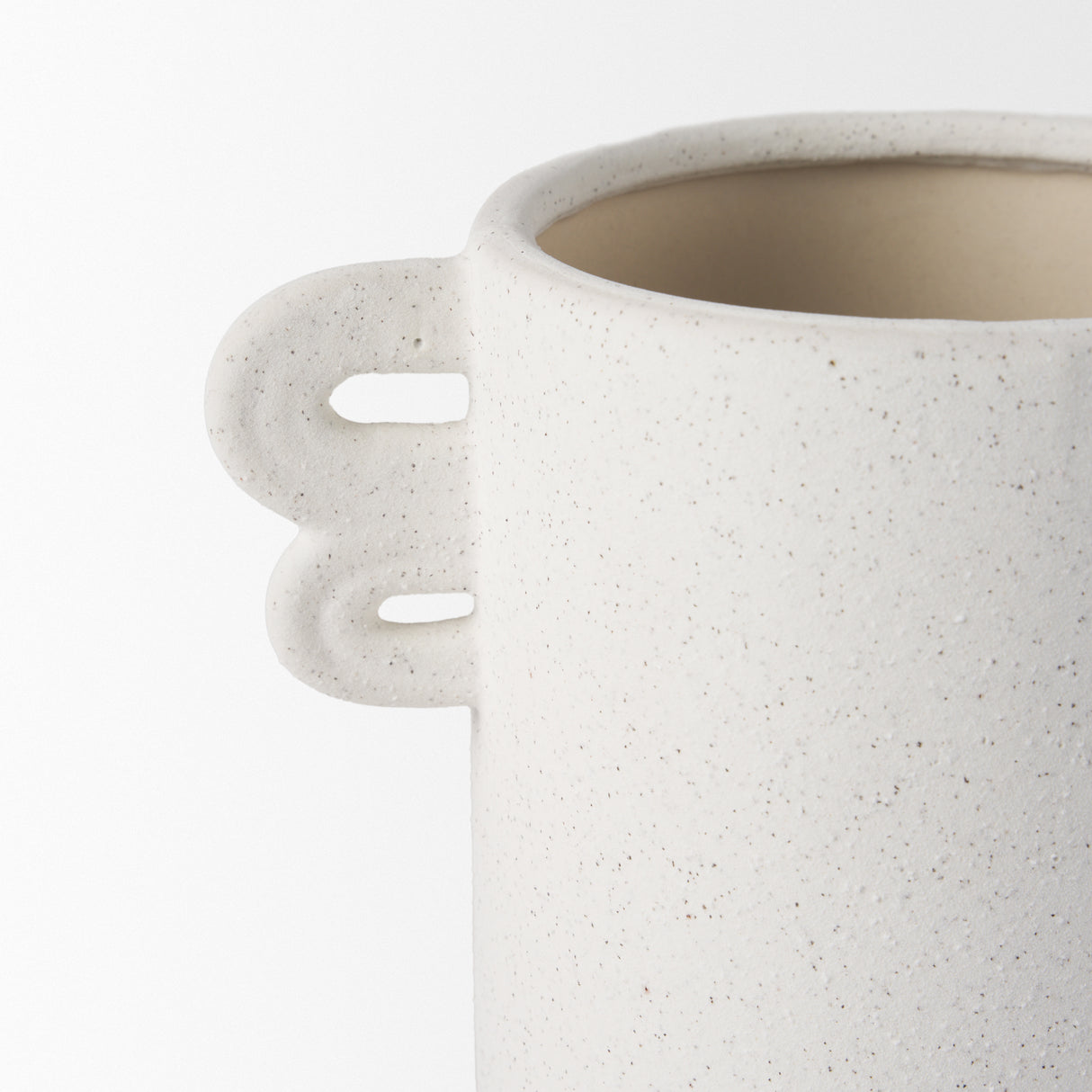 Dylan Small Textured Off White w/ Handles Ceramic Vase from Mercana - Luna Furniture