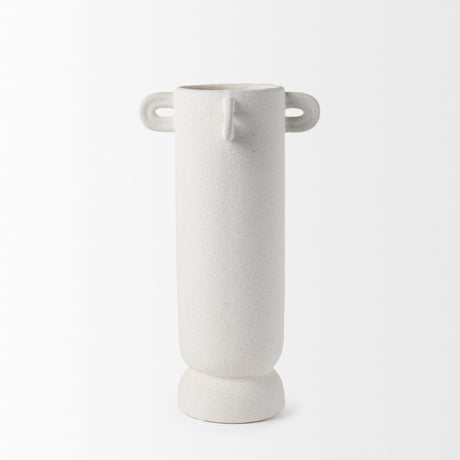 Dylan Tall Textured Off White w/ Handles Ceramic Vase from Mercana - Luna Furniture