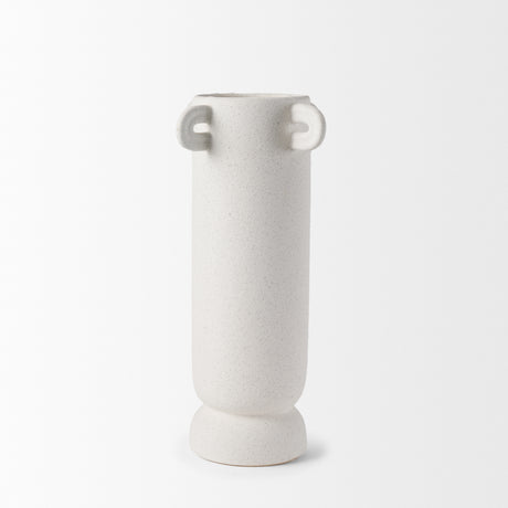 Dylan Tall Textured Off White w/ Handles Ceramic Vase from Mercana - Luna Furniture