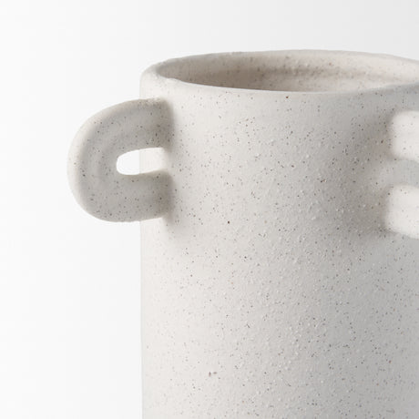 Dylan Tall Textured Off White w/ Handles Ceramic Vase from Mercana - Luna Furniture