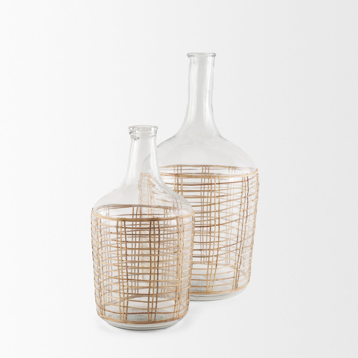 Troian Medium Rattan Wrapped Glass Bottle from Mercana - Luna Furniture