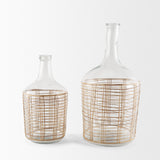 Troian Medium Rattan Wrapped Glass Bottle from Mercana - Luna Furniture