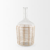 Troian Large Rattan Wrapped Glass Bottle from Mercana - Luna Furniture