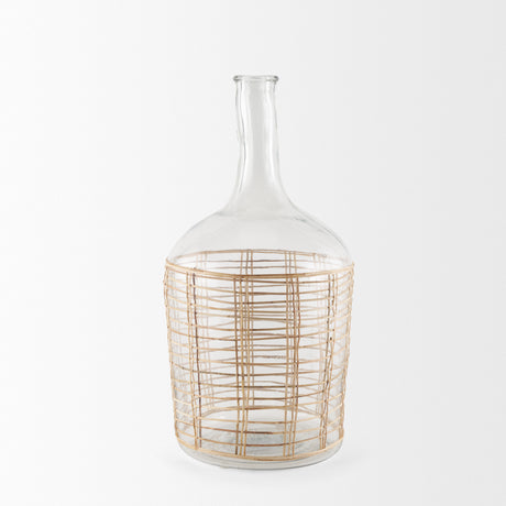 Troian Large Rattan Wrapped Glass Bottle from Mercana - Luna Furniture