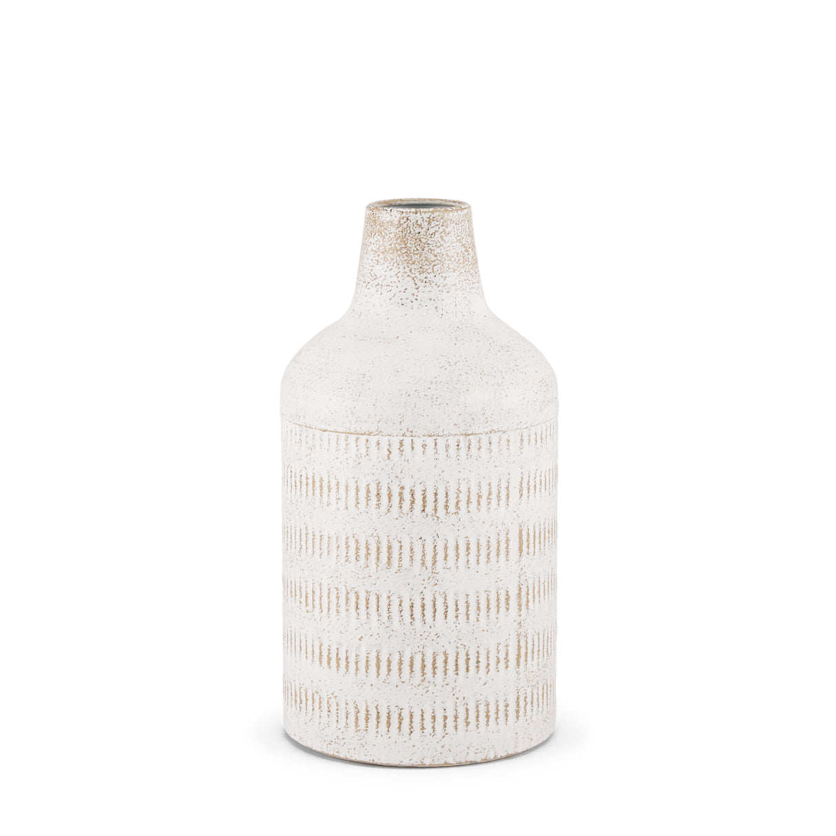 Tisha Small White W/ Terracotta Distressing Metal Vase from Mercana - Luna Furniture