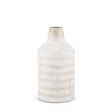 Tisha Small White W/ Terracotta Distressing Metal Vase from Mercana - Luna Furniture