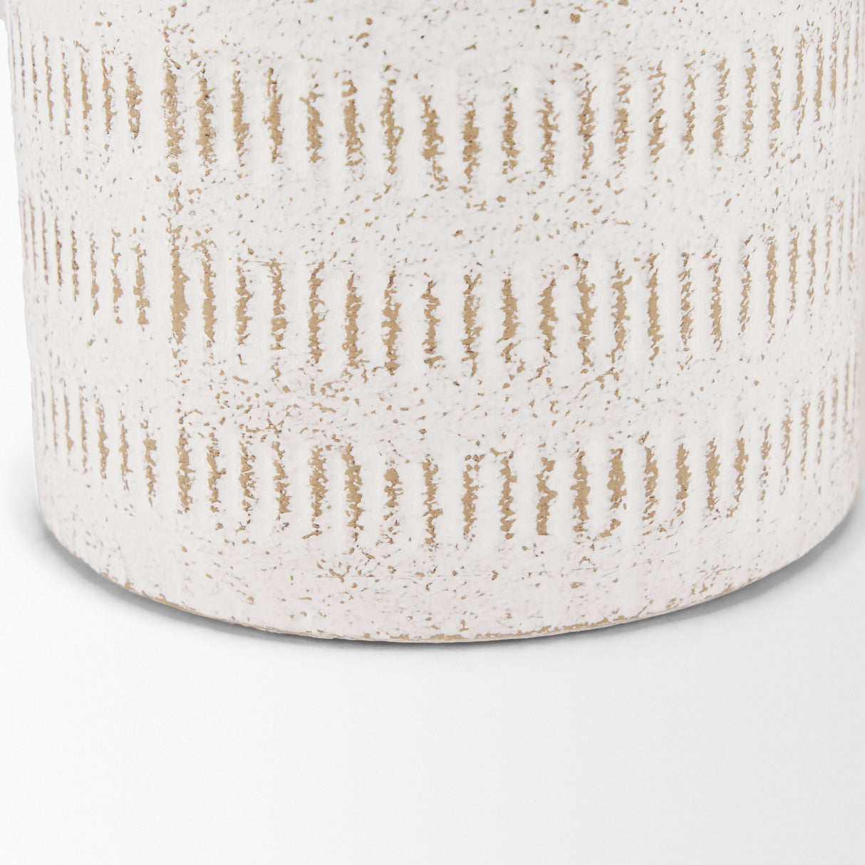 Tisha Small White W/ Terracotta Distressing Metal Vase from Mercana - Luna Furniture